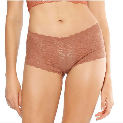 Women's Brown Angel Lace Boxer Without Elastics